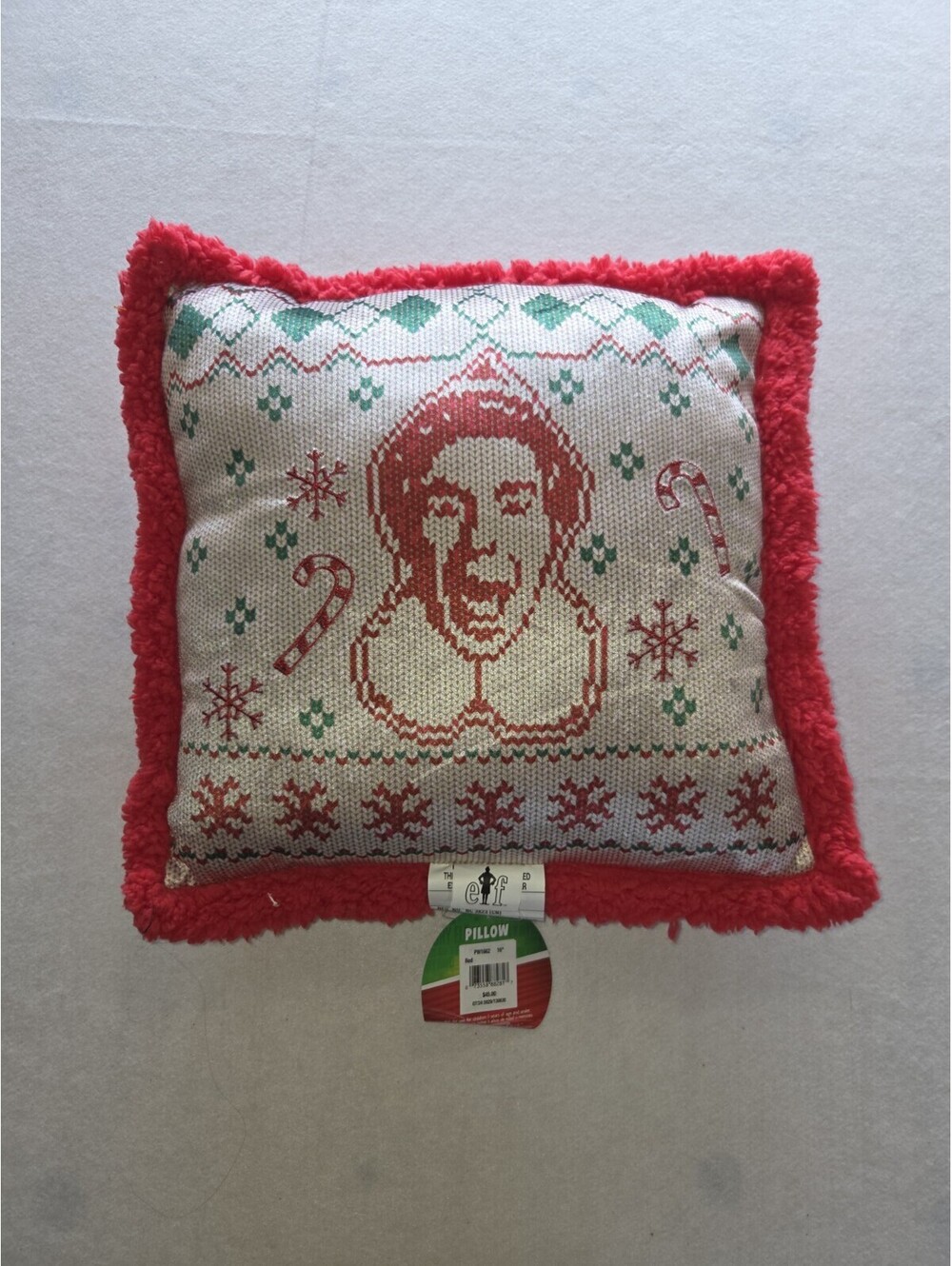 Buddy The Elf Will Ferrell Movie Character Throw Pillow Soft Shepra back NWT SM1